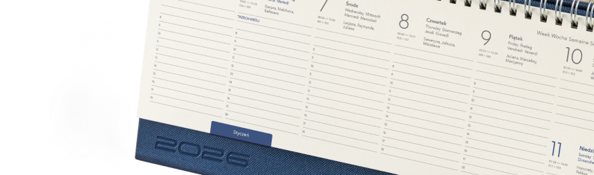 Kalendarze biurkowe tygodniowe na spirali