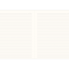 Format około A4, papier kremowy, druk w linie