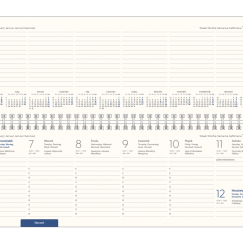Kalendarz biurkowy (model G05T) papier kremowy, druk szaro-granatowy